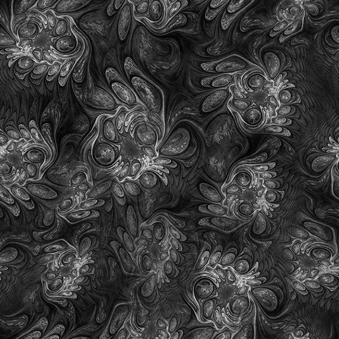 Feline Fantasia - Marble Abstract Black