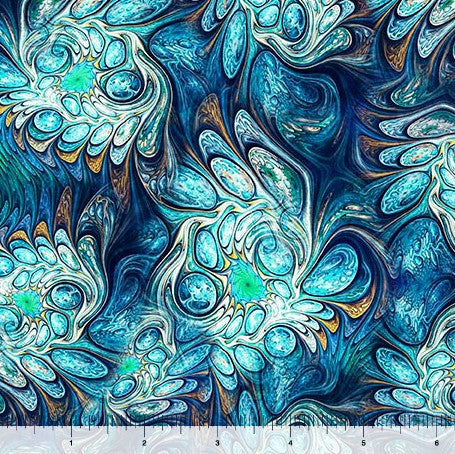 Feline Fantasia - Marble Abstract Teal