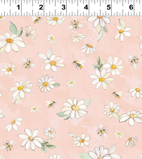 Daisy Field - Daisies & Bees Light Coral