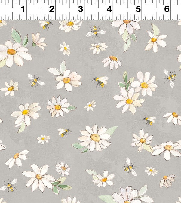 Daisy Field - Daisies & Bees Gray