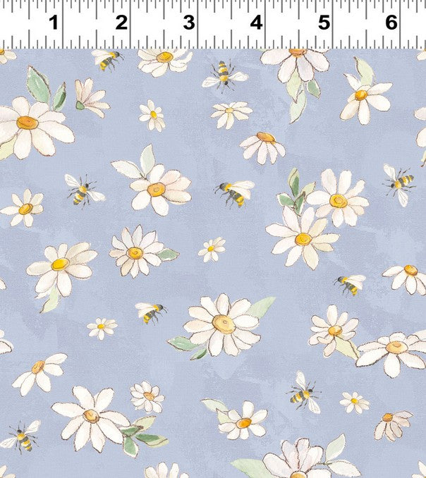 Daisy Field - Daisies & Bees Light Denim