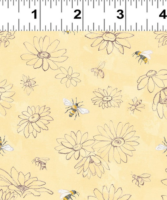 Daisy Field - Floral Sketch Light Gold