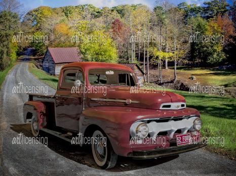Red Truck on the Road Panel - Old Fashioned Truck Multi