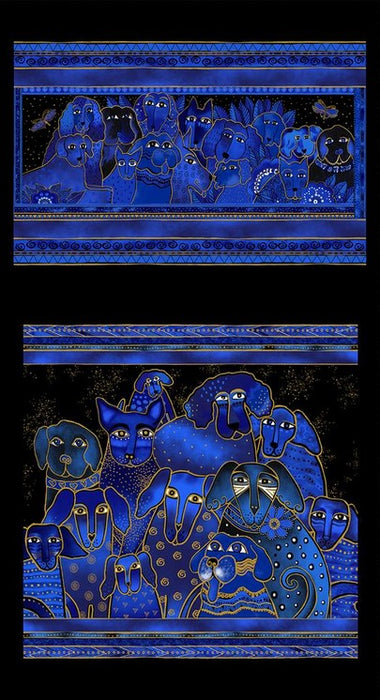 Kindred Canines Metallic - Pillow Panel Royal Blue