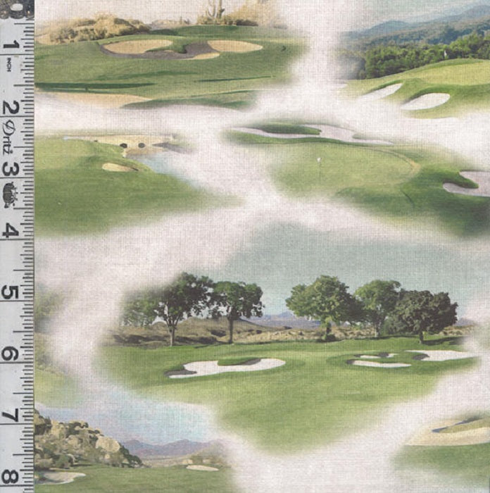 Fore! - Digital Golfing Toile Mist Gray