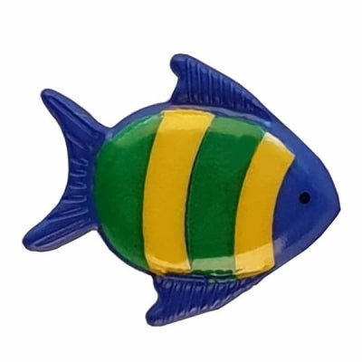 Novelty Button - 18mm Blue Fish