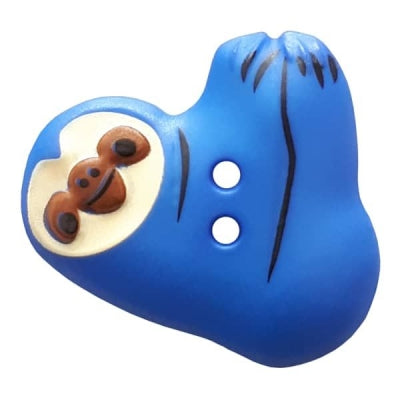 Novelty Button 25mm Sloth - Blue