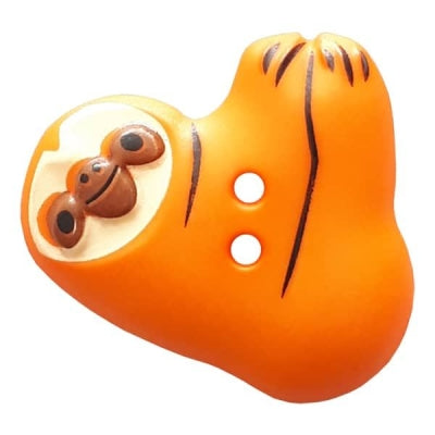 Novelty Button 25mm Sloth - Orange