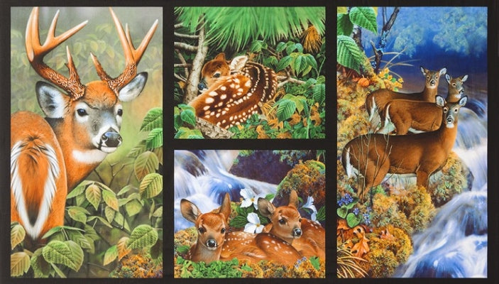 North American Wildlife Digital Print Panel - Deer Block Nature