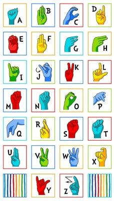 Sign Language Alphabet Panel - ASL Blocks White