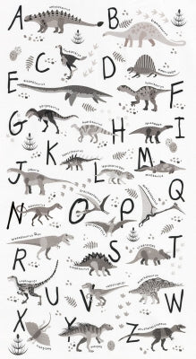 Alphabetosaurus Digital Print Panel - Grey