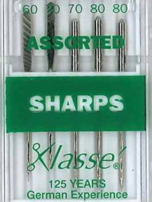 Klasse Sharp / Microtex Machine Needle Assorted Size 60/8, 70/10 & 80/12