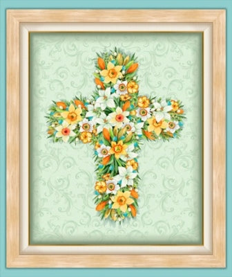 Easter Parade Panel - Floral Cross Multi