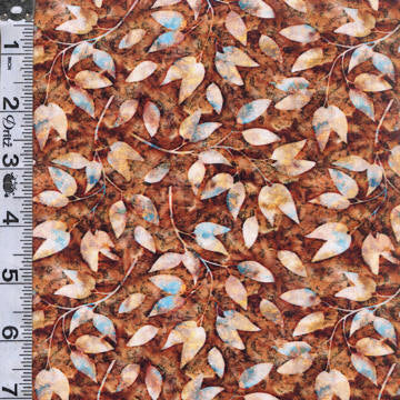 Periwinkle Digital Print - Leaf Toss Brown
