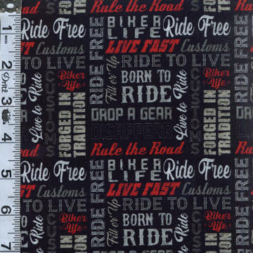 Ride Free Digital Print - Biker Text Black