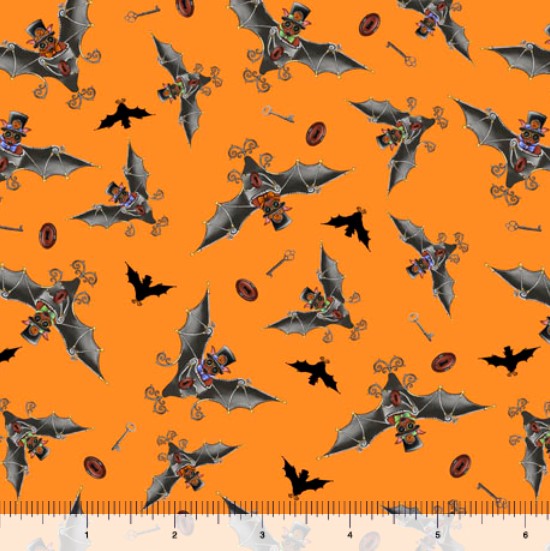 Steampunk Halloween 2 Digital Print - Bats Orange