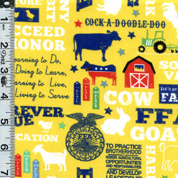 FFA Forever Blue Flannel - Animals Gold 15" Remnant