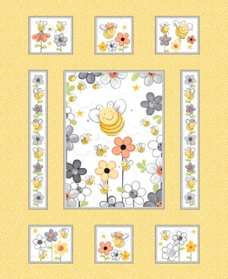 Sweet Bees Panel - Flower Garden