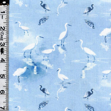 Ocean Blue Digital Print - Cranes