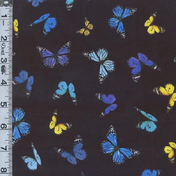 Pansy Paradise - Tossed Butterflies Black