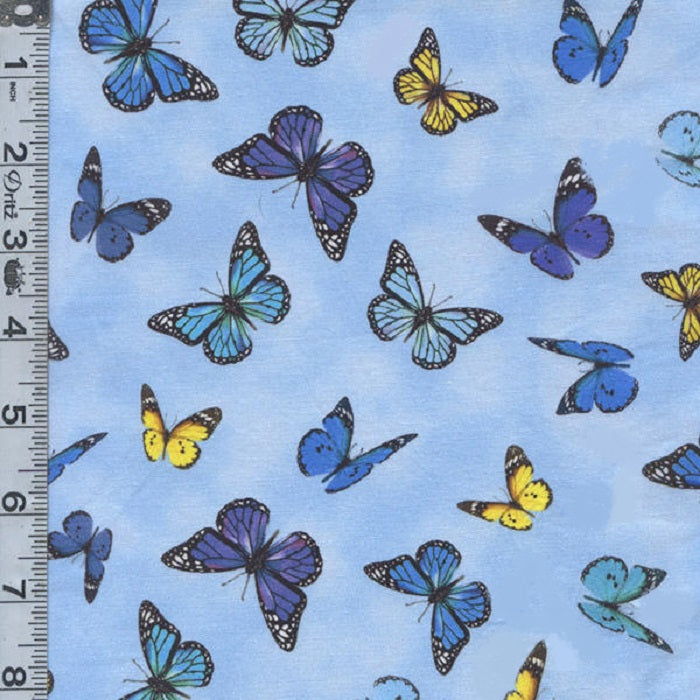 Pansy Paradise - Tossed Butterflies Blue